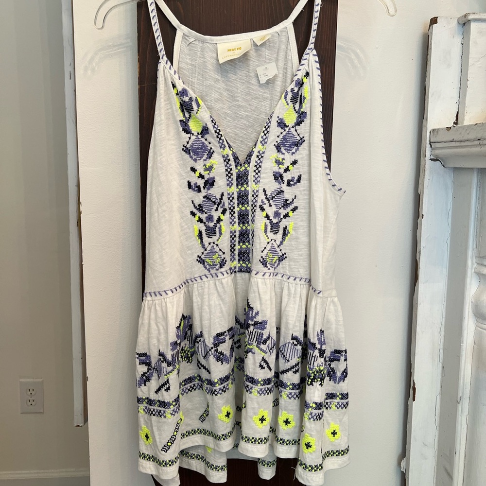 Maeve Anthropologie Peplum Embroidered Tank - Large